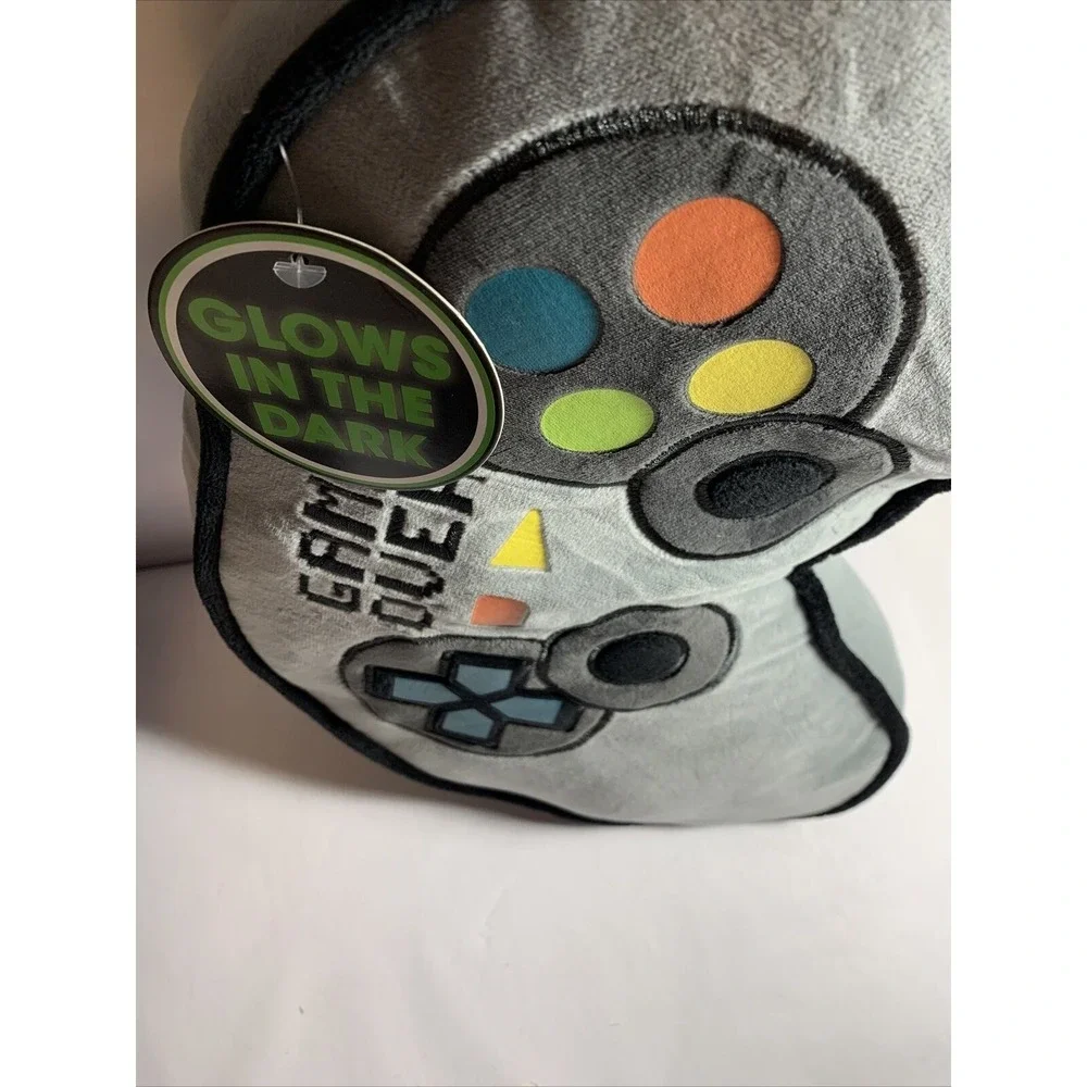 Video Game Controller Plush Pillow Kids Grey New Glow In‎ The Dark